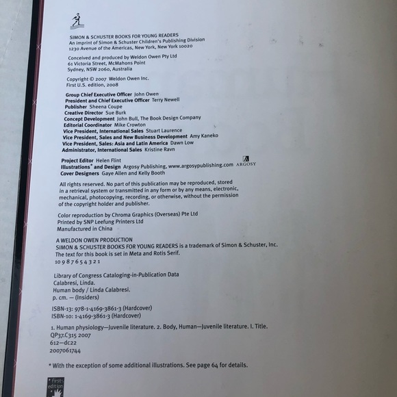 3/$12! InSiders Human Body Linda Calabresi 3D Illustrations HC  9781416938613 - Picture 3 of 5